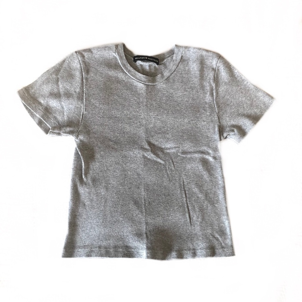 brandy melville grey ribbed crop baby tee!